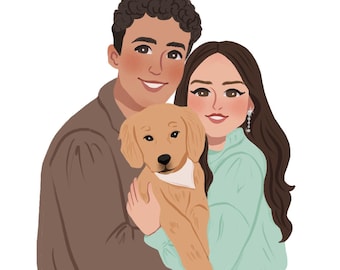 Custom Couple Portrait Illustration, Personalized Anniversary Gift (Digital Download)