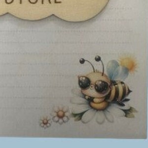 Nouvelle papeterie abeilles et marguerites, 25 feuilles de papier à lettres A5 et 6 autocollants neufs pour juin 2024