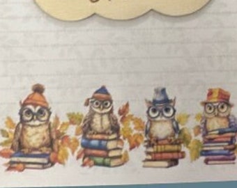 Autumn Owls & Books stationery, letter writing paper and sticker set