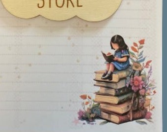 Girl on Books Stationery, letter writing paper & Sticker set