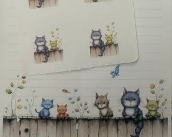 New ** CATS on the Fence Stationery, letter writing paper & Stickers set new for 2024