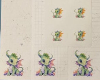 Cute Dragons Stationery, letter writing paper & stickers set