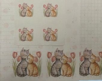 Spring Tulip Cat Stationery, letter writing paper & Stickers set - new for 2024