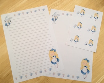 Alice Letter writing paper with 6 envelope seals set #1