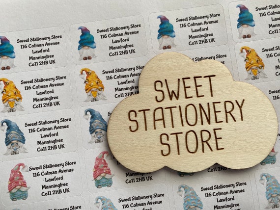 Gnome personalised address labels - folded for posting