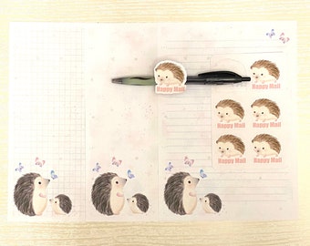 Little hedgehog stationery, letter writing paper & stickers set