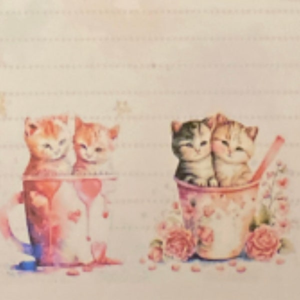 Cat couple Stationery - letter writing paper & stickers set