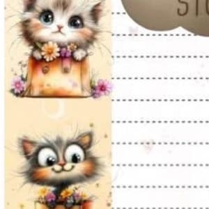 2025 cats in bags and flowers, letter writing paper & sticker set
