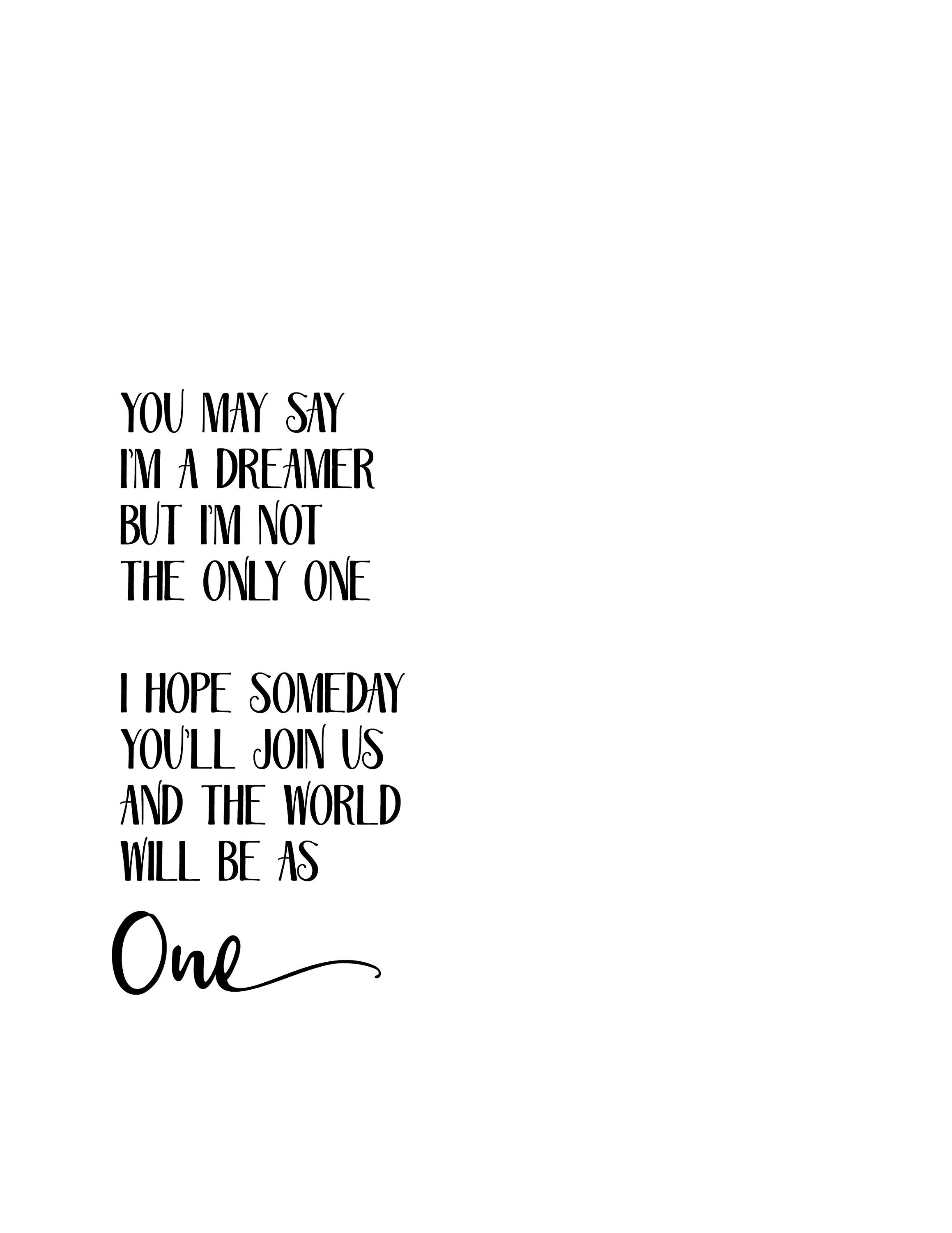You Say I M A Dreamer Beatles Beatles Song Lyrics Song Etsy Uk