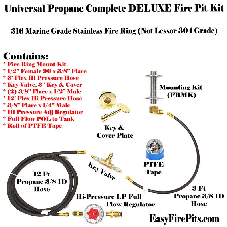 Ck Propane Diy Deluxe Fire Pit Kit W Mounting Kit Etsy