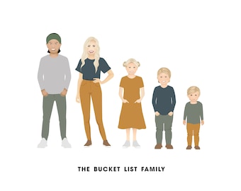 Custom Family Portrait From Photo / Family Portrait Illustration / Digital Portrait Print