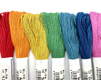 BRIGHT NIGHTS Japanese Sashiko Cotton Thread Collection with 9 Bright Colors for Hand Embroidery Sashiko Thread Set Sashiko Mending