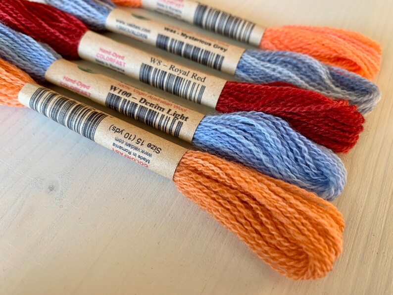 Wool embroidery floss set hand dyed variegated 100 Etsy