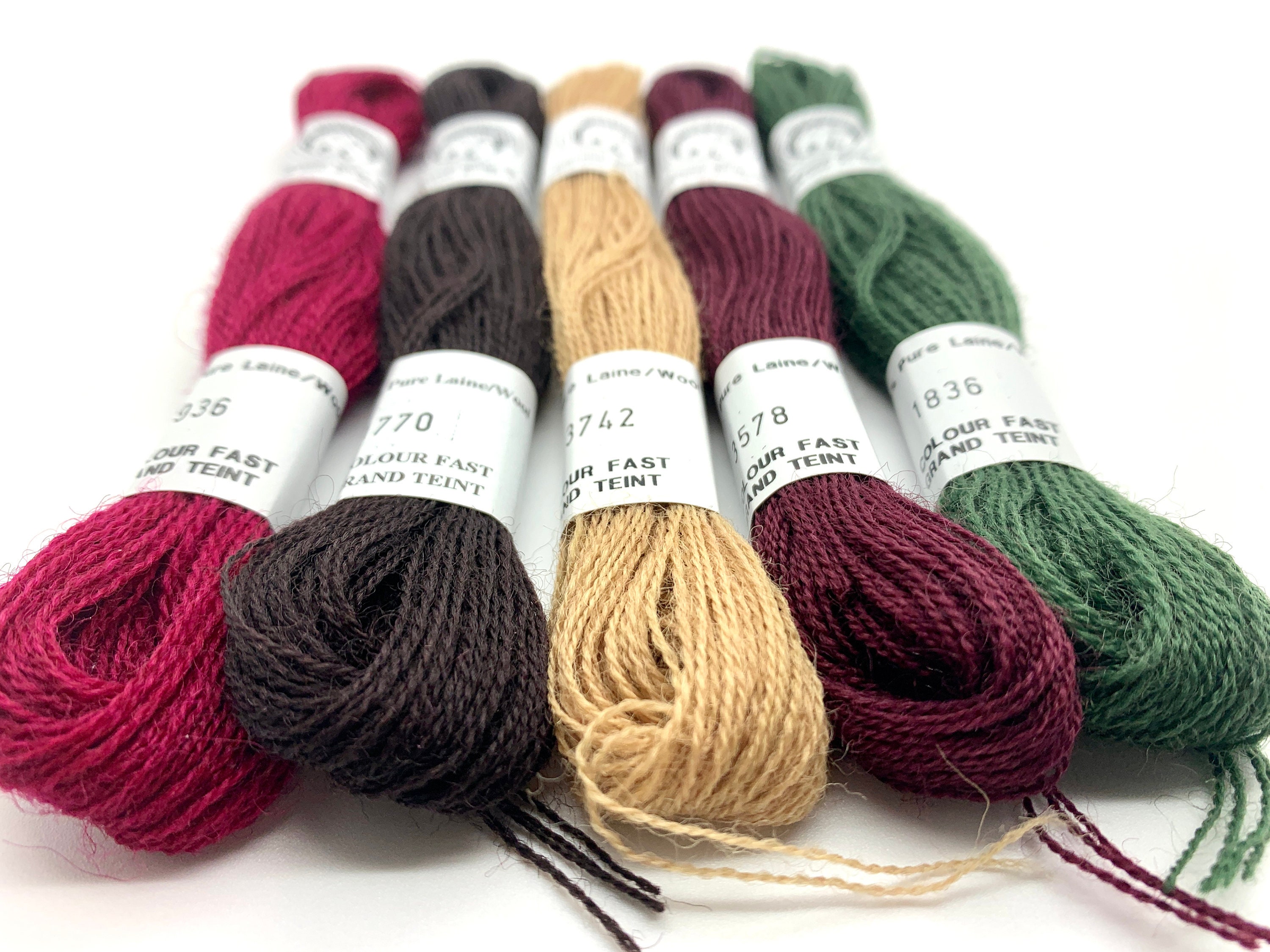 Darning wool set 100 Wool colorfast burgundy browns green Etsy