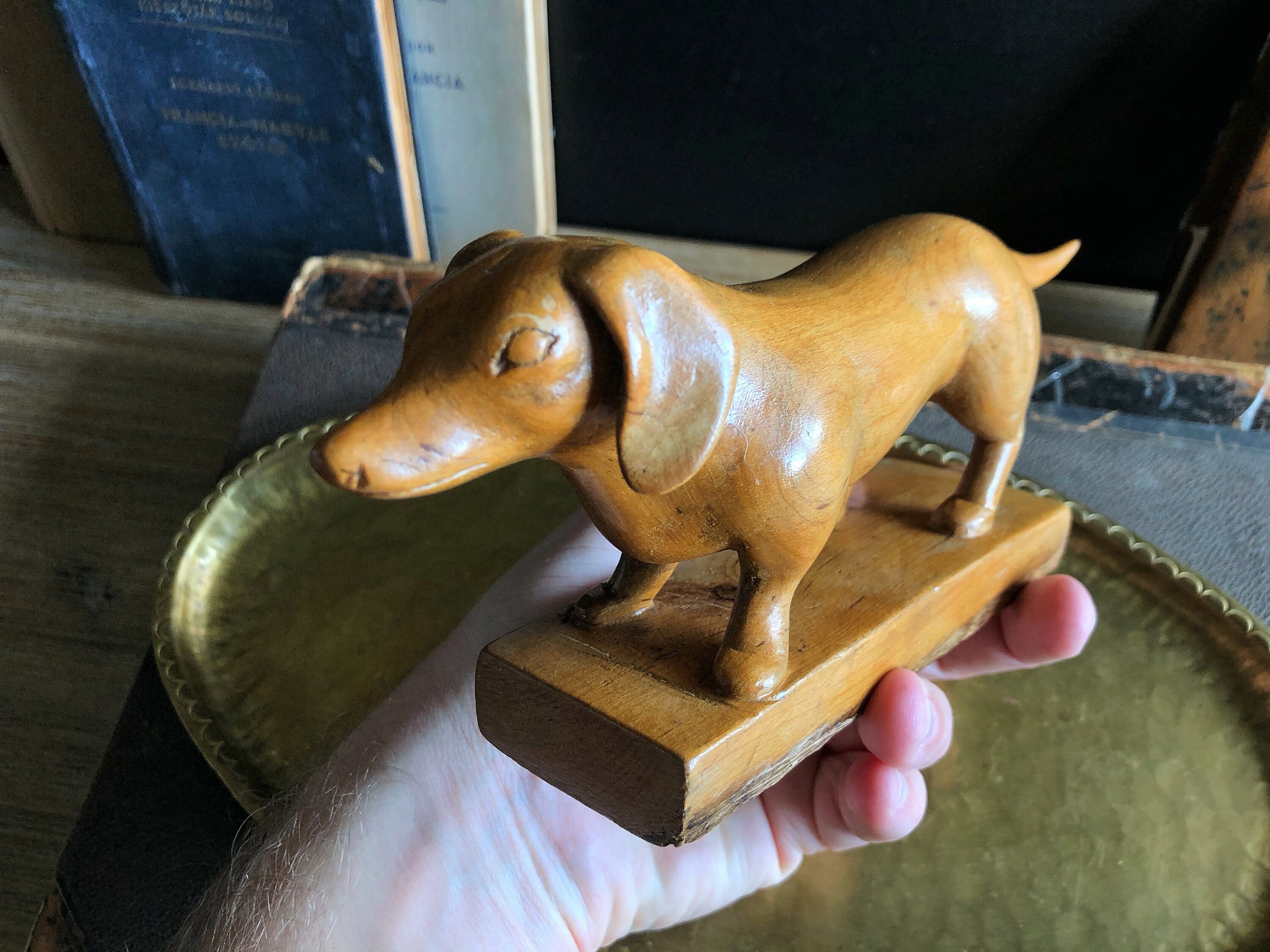 Dog Wooden Figurine / Carved Weiner Dog Dachshund Carved Etsy