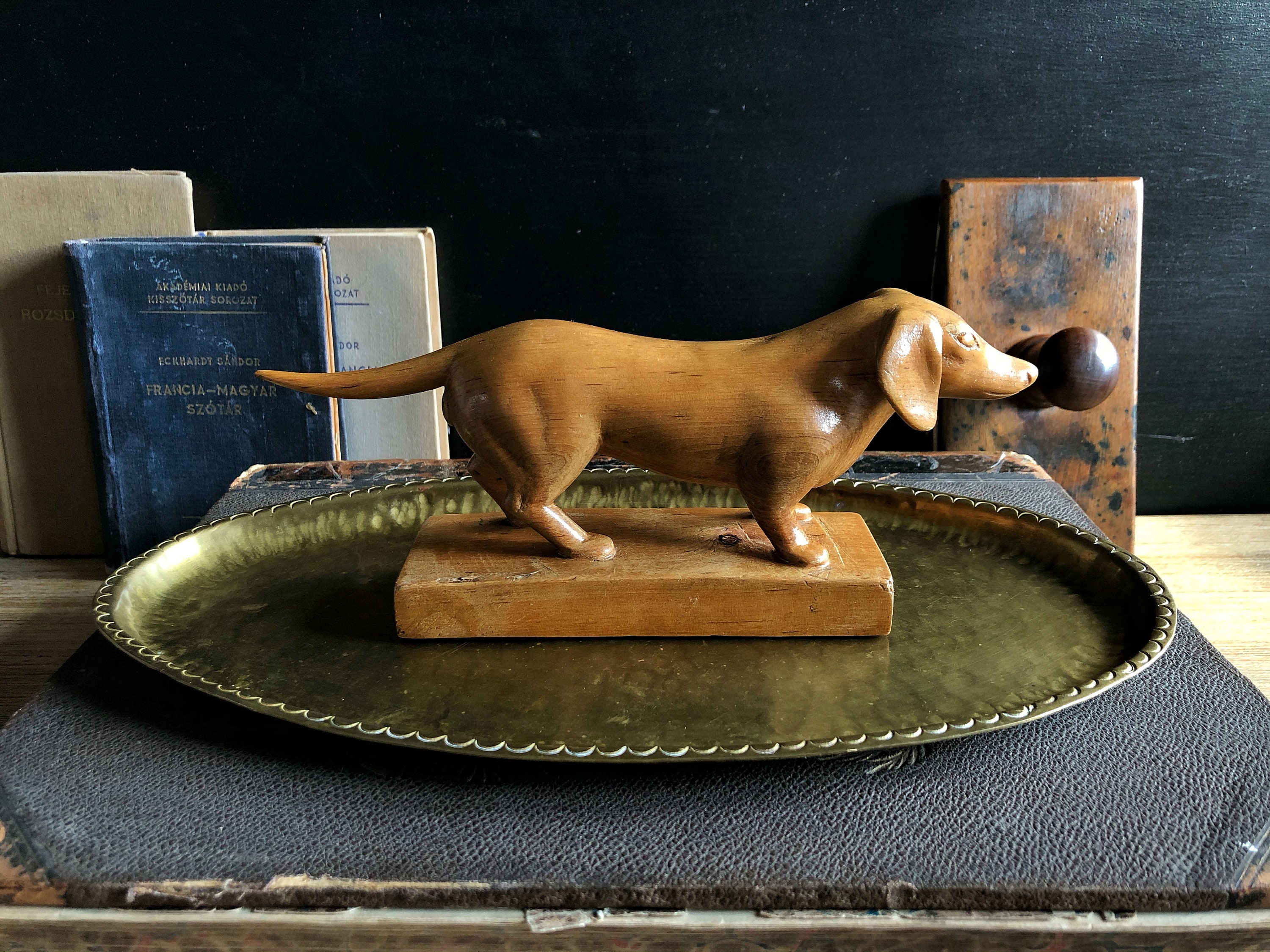 Dog Wooden Figurine / Carved Weiner Dog Dachshund Carved Etsy