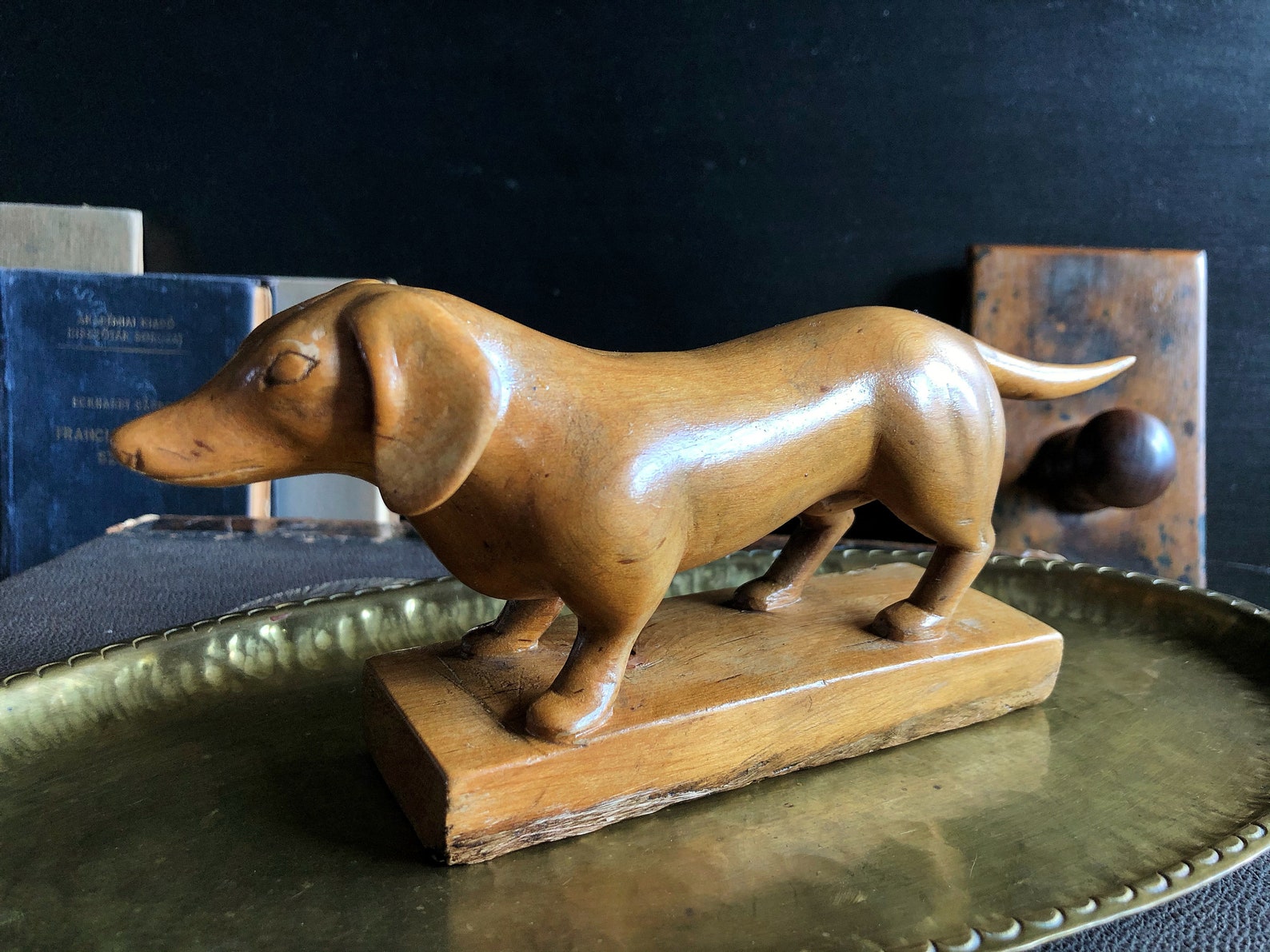 Dog Wooden Figurine / Carved Weiner Dog Dachshund Carved Etsy