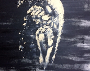 天使 アクリル 抽象人物 オリジナル絵画 24 x 30 cm - Etsy 日本