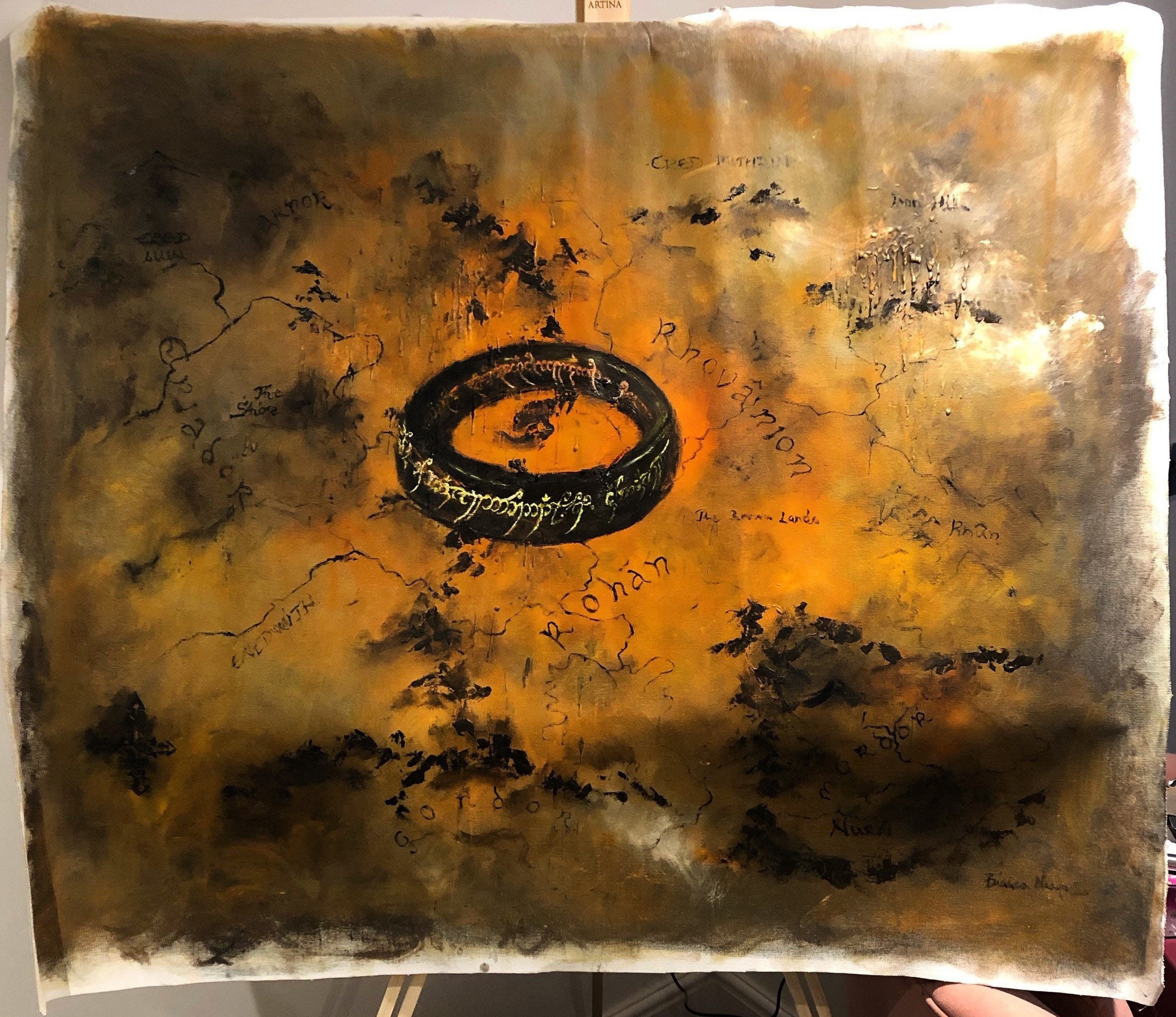 Lord of the Rings Middle Earth Map Oil Painting on Canvas - Etsy Canada