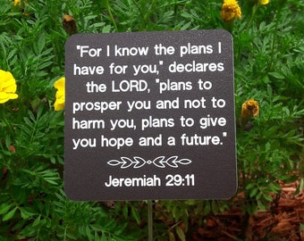 Custom Engraved Garden Sign with Stake, Outdoor Garden Signs, Engraved Outdoor Sign, Outdoor Scripture Sign 5" x 5", Custom Garden Sign