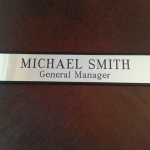 Custom engraved name plate with black metal wall bracket 2&quot; x 10&quot;, Name Plate for door/wall, Personalized Door Plate, Office Name Plate