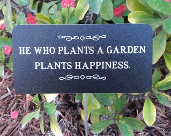 Custom Engraved Garden Sign 3" x 6" with Stake, Outdoor Garden Signs, Garden Sign on Stake, Custom Outdoor Signs, Gifts for Gardeners