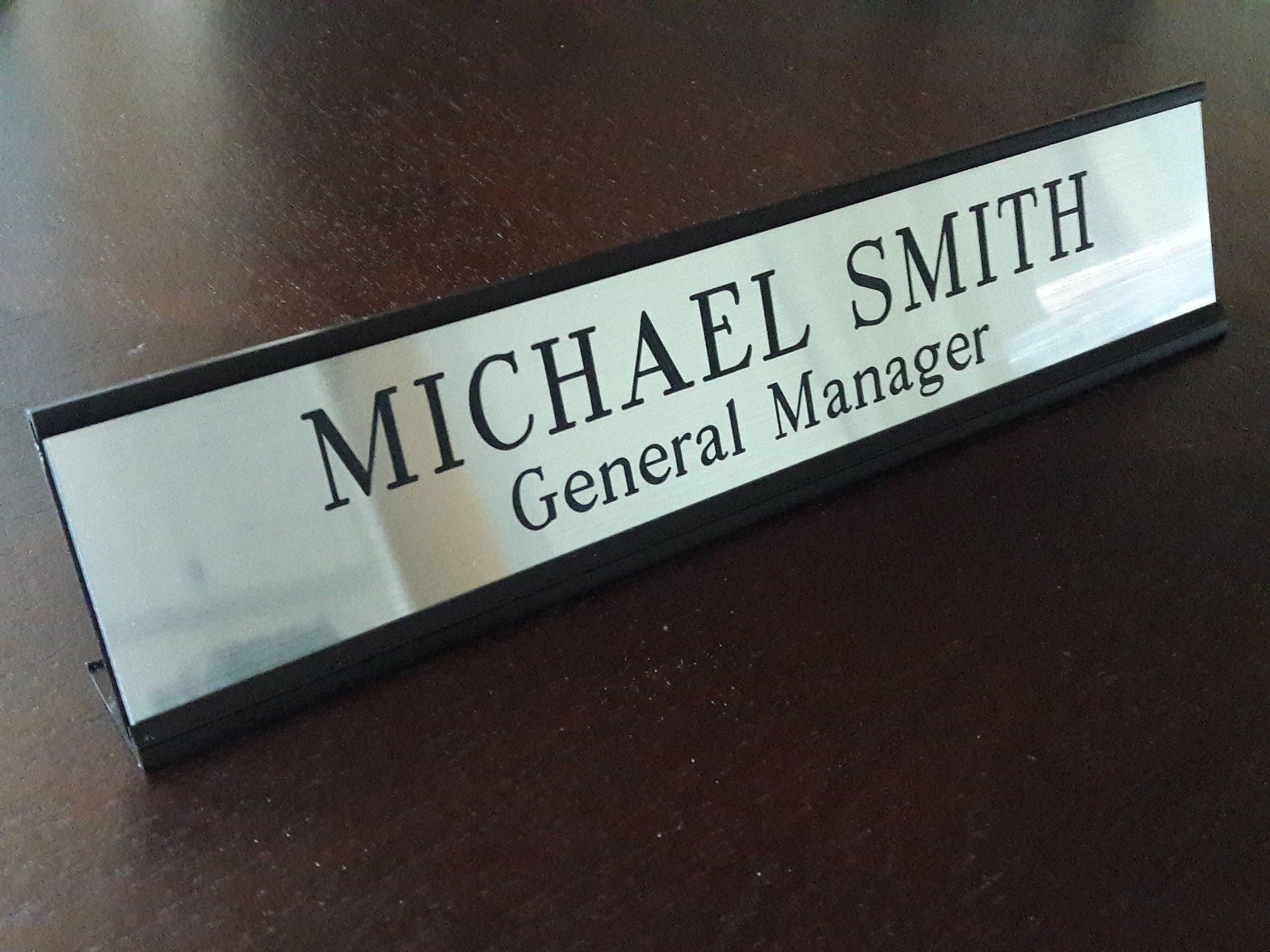 Engraved Name Plate With Black Desk Holder 2 X 10 Etsy