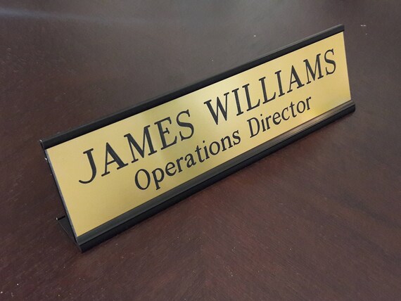 Desk Nameplate 2 X 8 With Black Holder Custom Etsy