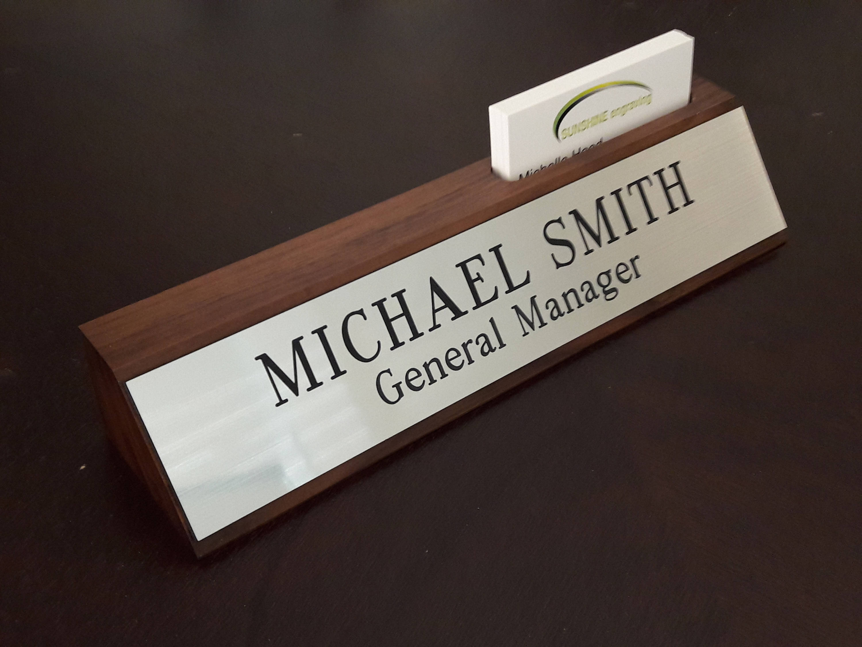 10 Solid Walnut Desk Wedge Card Holder Business Card Etsy