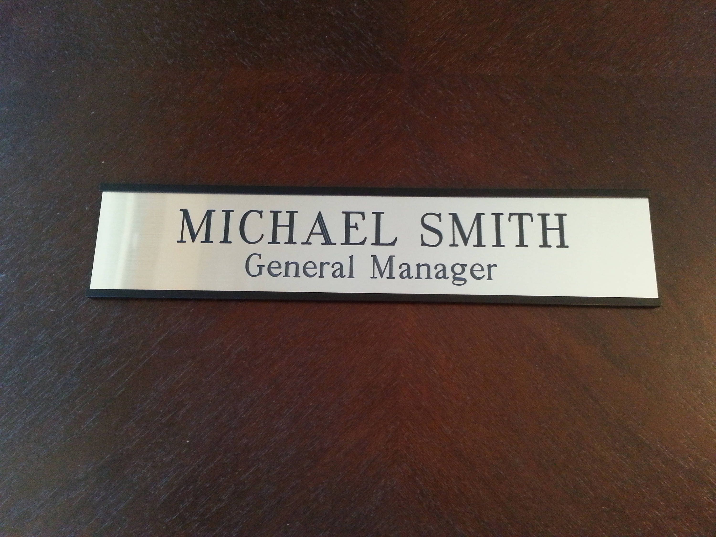 Custom Engraved Name Plate With Black Metal Wall Bracket 50