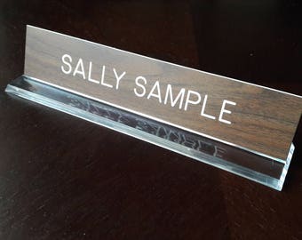 Personalized Desk Plate with Clear Base 2" x 10", Custom Engraved Desk Plate, Engraved Name Plate, Customized Office Sign, Custom Desk Plate