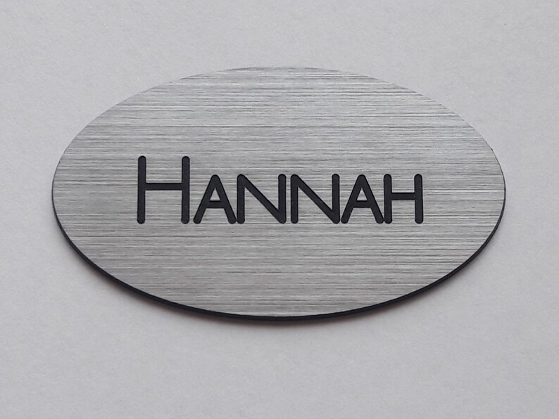 Custom Engraved Oval Name Badge With Pin Back Engraved Name Etsy