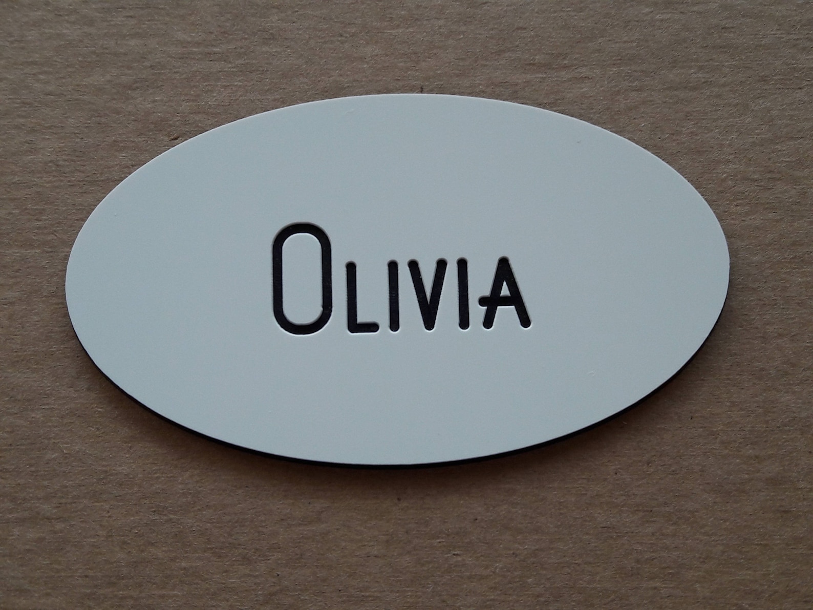 Custom Engraved Oval Name Badge With Pin Back Engraved Name Etsy