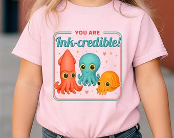 Pink Toddler Cephalopod Tee: Fun Squid, Octopus, Cuttlefish Design