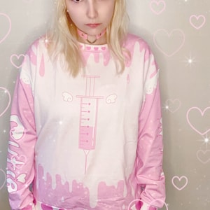 Sick Cutie Menhera-sweater - Yami Kawaii - Yume Kawaii - Softcore-kleding - Pastel Goth - Yandere - Sweater Fairy Kei - J Fashion