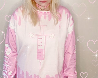 Sick Cutie Menhera Sweatshirt - Yami Kawaii - Yume Kawaii - Softcore Clothing - Pastel Goth - Yandere - Fairy Kei Sweater - J Fashion