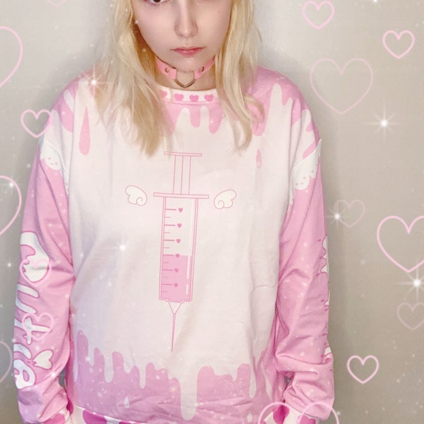 Sick Cutie Menhera Sweatshirt - Yami Kawaii - Yume Kawaii - Softcore Clothing - Pastel Goth - Yandere - Fairy Kei Sweater - J Fashion