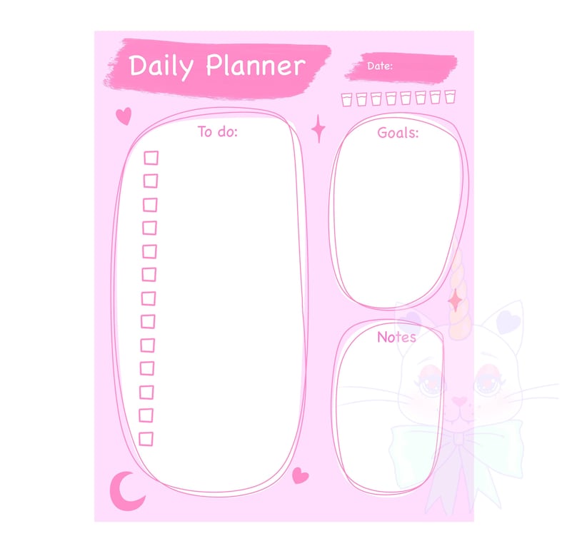 Kawaii Daily Planner Printable Daily Planner Printable 2022 - Etsy