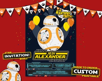 Star Wars Invitation, Star Wars Invite, Star Wars Birthday, Star Wars Party, BB8 Invitation, BB8 Birthday, BB8 Party, BB8 Invite, BB8 Party
