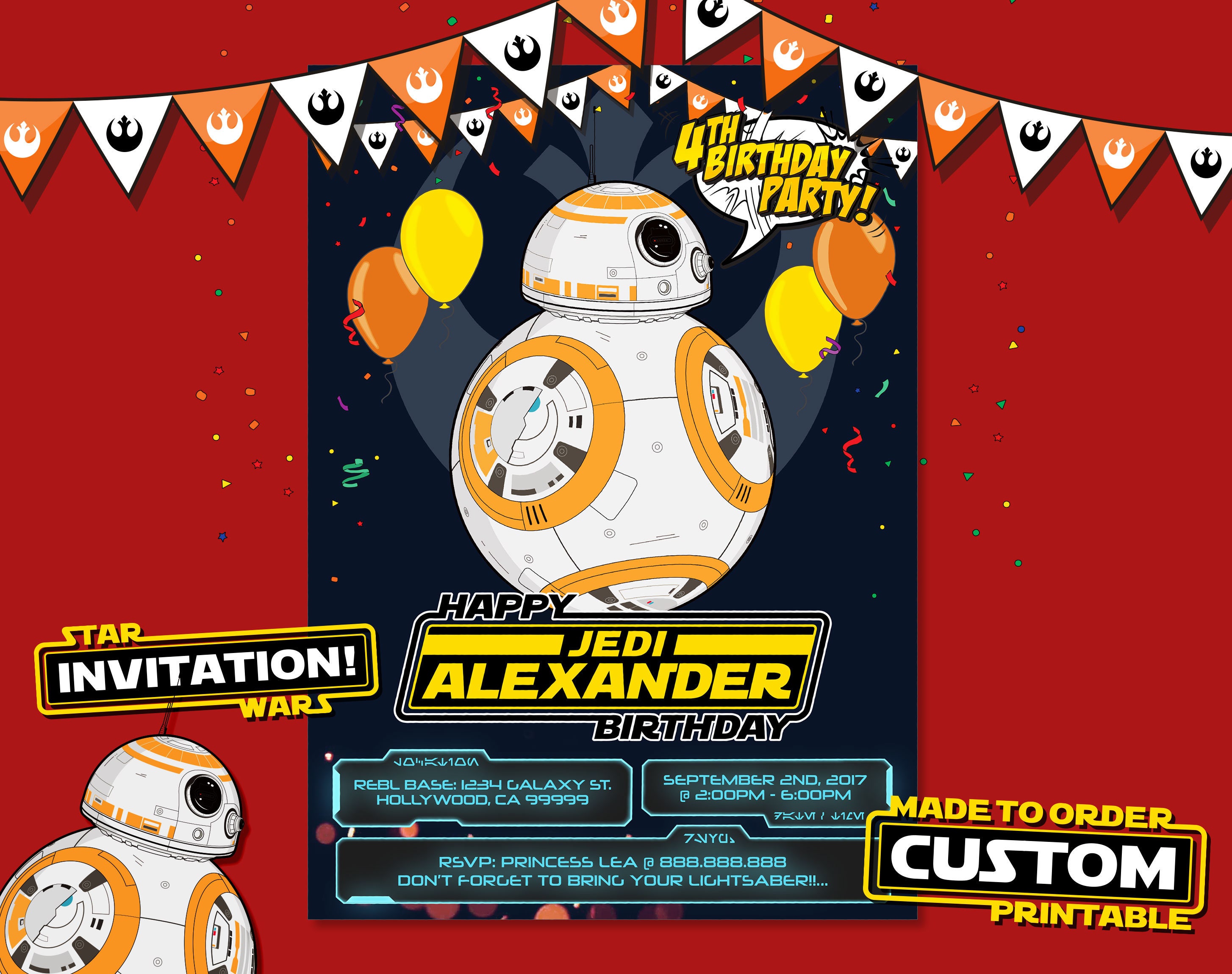 Star Wars Invitation, Star Wars Invite, Star Wars Birthday, Star Wars