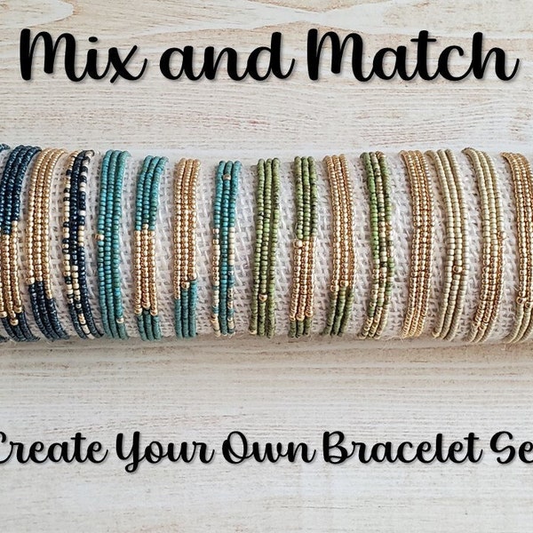 Mix and Match Stretch Bracelet Set, Seed Bead Bracelets, Minimalist Beaded Bracelets for Women, Boho Bracelets, Dainty Bracelet, Elastic