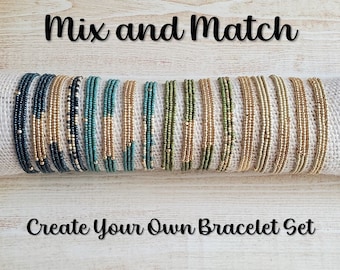 Mix and Match Stretch Bracelet Set, Seed Bead Bracelets, Minimalist Beaded Bracelets for Women, Boho Bracelets, Dainty Bracelet, Elastic