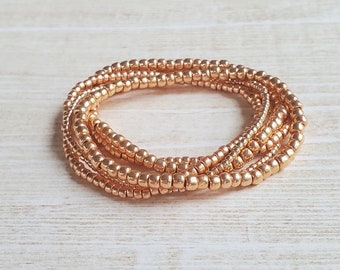 Stretch Bracelet Set, Seed Bead Bracelets, Minimalist Beaded Bracelets for Women, Boho Bracelets, Dainty Bracelet, Simple Jewelry, Rose Gold