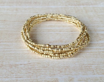 Minimalist Beaded Bracelet Set for Women | Dainty Stretch Stacking Bracelets | Small Seed Bead Jewelry Gift