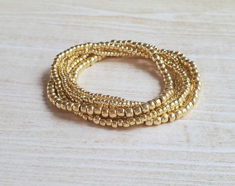 Stretch Bracelet Set, Seed Bead Bracelets, Minimalist Beaded Bracelets for Women, Boho Bracelets, Dainty Bracelet, Simple Jewelry, Gold
