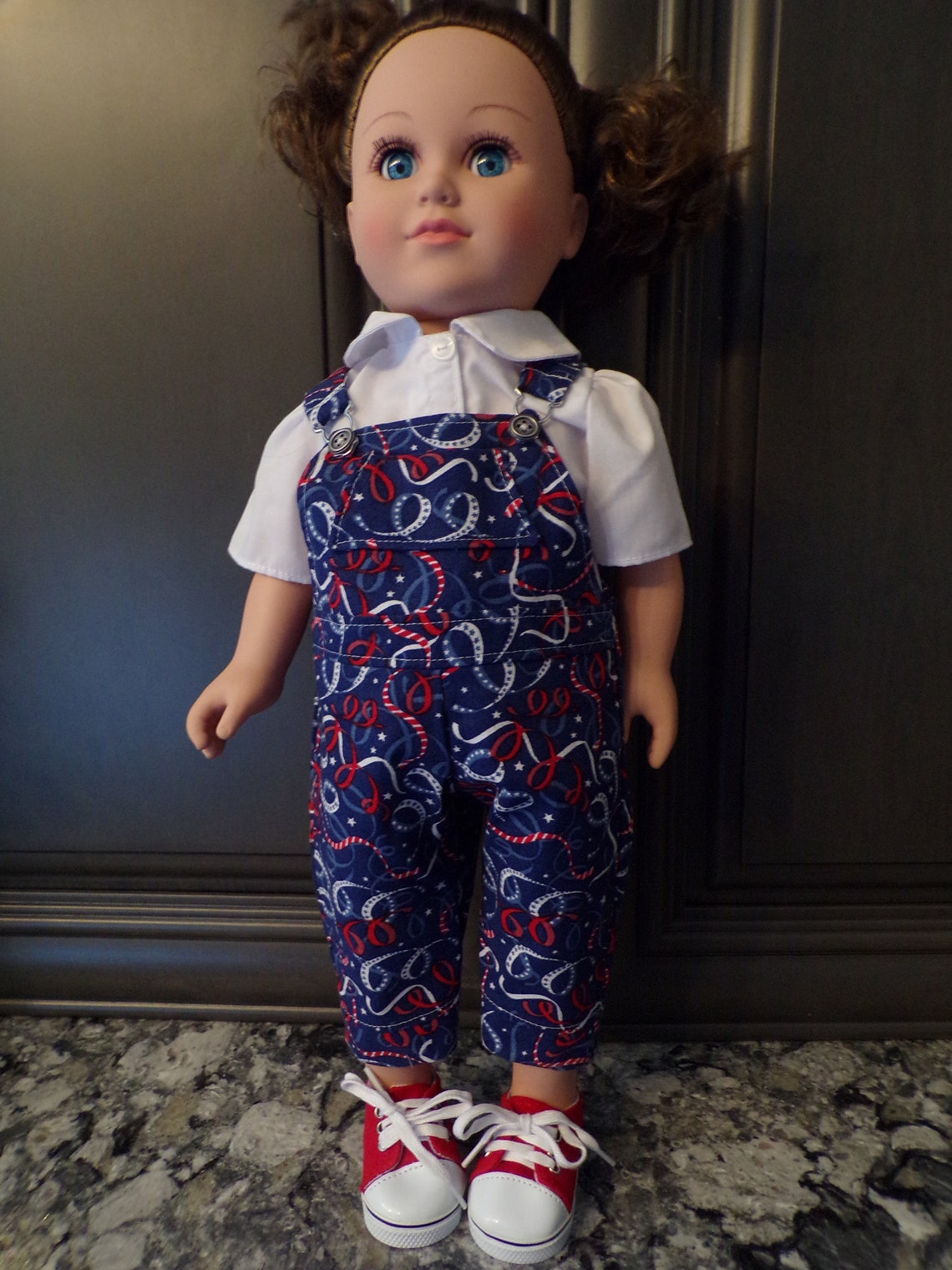 18 doll Overalls in Red White and Blue Celebration Etsy
