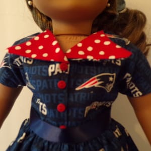 18" doll New England Patriots themed 1960's style dress