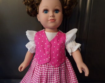 18" doll back to school dress in pink