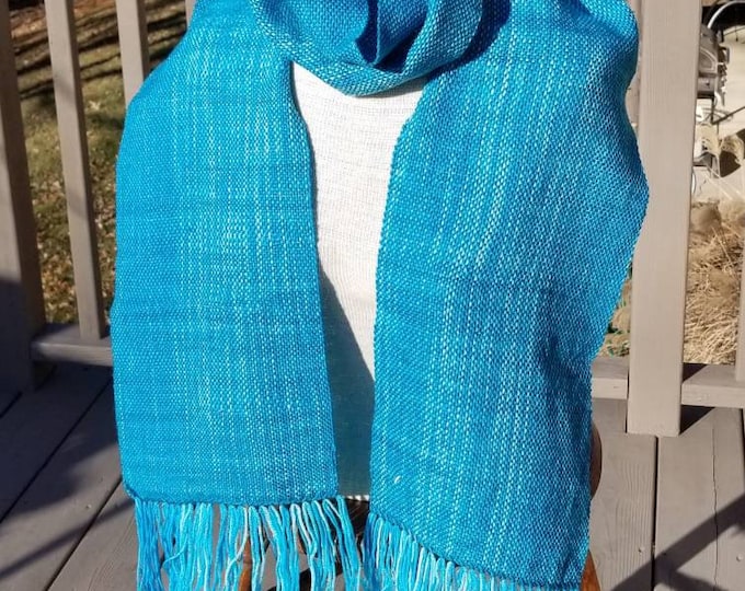 Aqua Variegated Handwoven Scarf