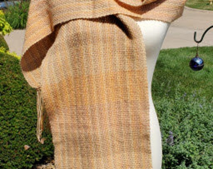 Gold -Tan Variegated Hand-woven Acrylic Scarf